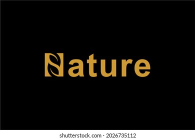 Nature text logo design vector. Letter natural illustration symbol. Green leaf vector icon.