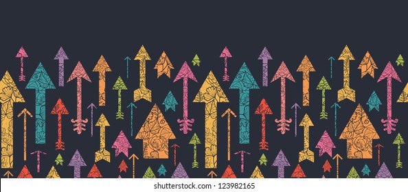Nature textured arrows pointing up horizontal seamless pattern
