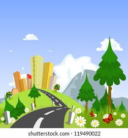 Nature theme from the city in the background