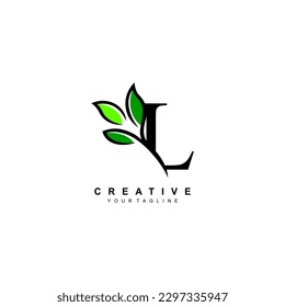 Nature theme letter L logo design with leaves vector. L nature. L leaf logo, suitable for nature business logos, nature ecology logo symbols, health logos, leaf logos, etc.