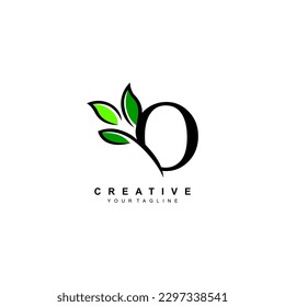 Nature theme letter O logo design with leaves vector. O nature. O leaf logo, suitable for nature business logos, nature ecology logo symbols, health logos, leaf logos, etc.