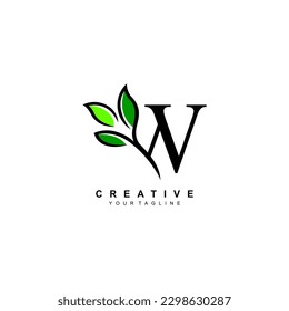 Nature theme letter W logo design with leaves vector. W nature. W leaf logo, suitable for nature business logos, nature ecology logo symbols, health logos, leaf logos, etc.