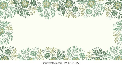 nature themed abstract floral background with tropical leaves.scrapbook and card layout for poster banner and fabric design

