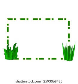 nature themed frame with a combination of broken lines. Leaf frame in vector isolated on white background. Frame vector design