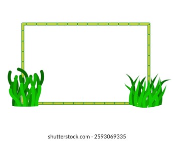 nature themed frame with a combination of broken lines. Leave frame in vector isolated on white background.