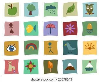 nature themed icons in a cut out style, easily editable for color change.