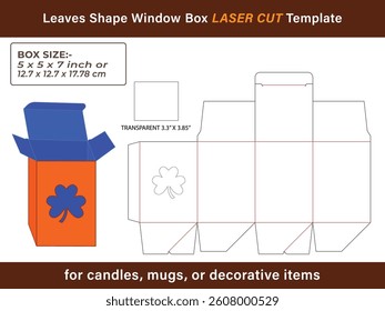 Nature Themed Leaves Shape Window Box LASER CUT Template 