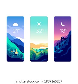 Nature themed UI design set with temperature indicator