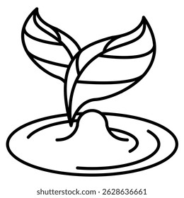 Icono de terapia de Naturaleza representado por agua, estilo de línea de hoja.