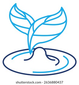 Nature Therapy icon represented by water, leaf Dual Line style.