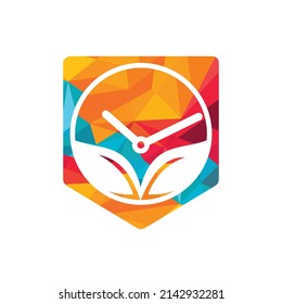 Plantilla de diseño de logotipo vectorial de tiempo natural. El concepto de logotipo de tiempo de alimentación y tiempo de alimentación.	