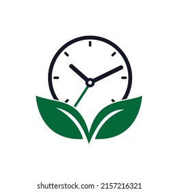 Plantilla de diseño de logotipo vectorial de tiempo natural. El concepto de logotipo de tiempo de alimentación y tiempo de alimentación.