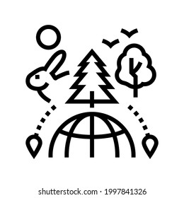 nature tourism line icon vector. nature tourism sign. isolated contour symbol black illustration