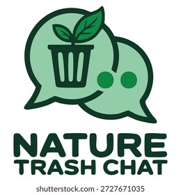 Plantilla de logotipo de Vector de chat de basura de Naturaleza con ícono de chat y bote de basura perfecto para el entorno Hablar de aprendizaje empresarial e identidad temática ecológica