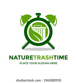 Nature trash time vector logo template. This design suitable for nature, education, exchange