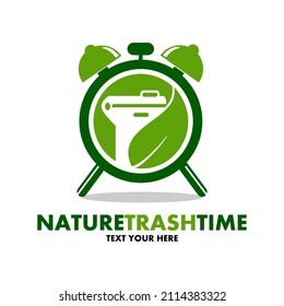 Nature trash time vector logo template. This design suitable for nature, education, exchange