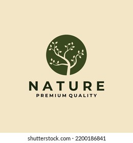 nature tree badge logo icon vector template design illustration