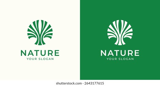nature tree circle vector logo design