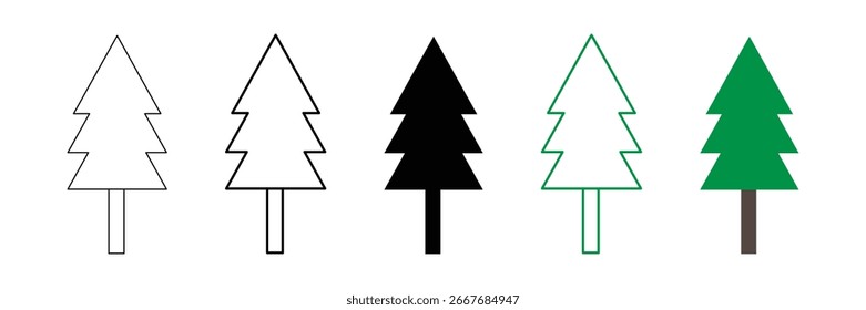 Nature tree ecology forest environment pine plant simple line art outline black green minimal silhouette growth illustration eco friendly icon vector