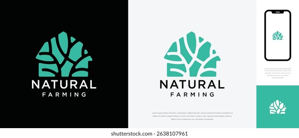 Nature tree farm house logo design. Nature leaf farm logo template. Farming and ranch logo symbol icon	
