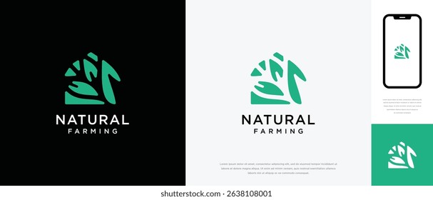 Nature tree farm house logo design. Nature leaf farm logo template. Farming and ranch logo symbol icon	