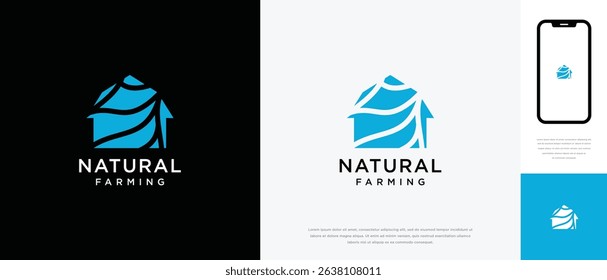 Nature tree farm house logo design. Nature leaf farm logo template. Farming and ranch logo symbol icon	