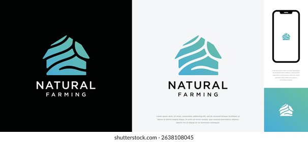 Nature tree farm house logo design. Nature leaf farm logo template. Farming and ranch logo symbol icon	