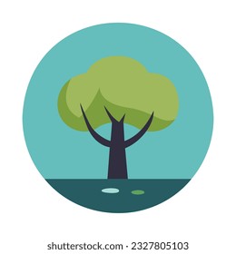 Nature tree gradient backdrop scenic view vector art