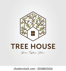 Nature tree house or home logo vector illustration design
