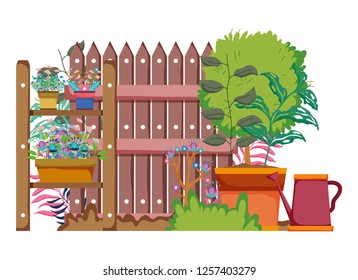 nature tree inside flower pot and plants leaves