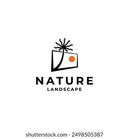 Árbol de Naturaleza logo de paisaje icono de diseño Plantilla Vector plano