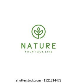 Nature tree leaf circle minimalist logo icon vector template