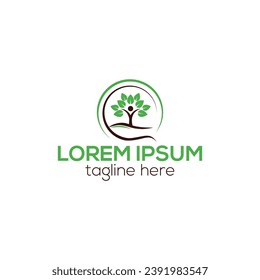 Nature tree with leaves logo design isolated vector template illustration