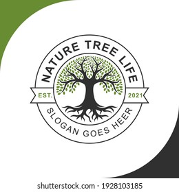 Nature tree life with root logo design inspiration, garden tree symbol icon design for your company