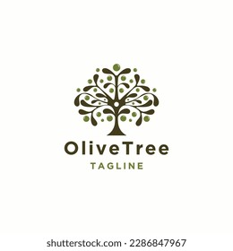 Plantilla de diseño de icono de línea de árbol de naturaleza vector plano