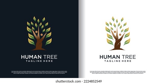 nature tree logo with creative concept design premium vector