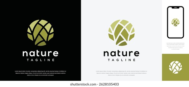 Nature tree logo design. Circle nature tree logo template. Nature logo symbol icon