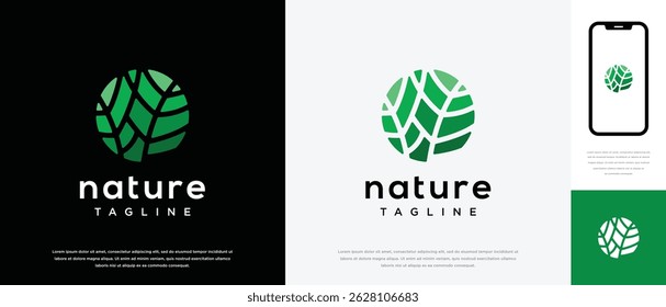 Nature tree logo design. Circle nature tree logo template. Nature logo symbol icon