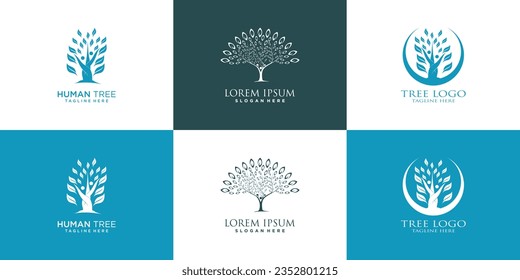 colección de diseño de logotipo de árbol natural con concepto creativo vector premium