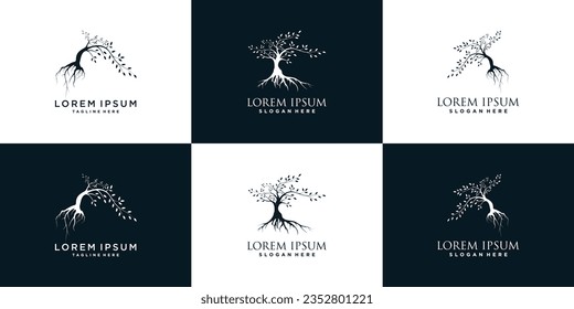 nature tree logo design collection with creative concept premium vector