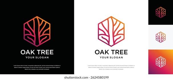 Nature tree logo design. Hexagon nature tree logo template. Nature logo symbol icon