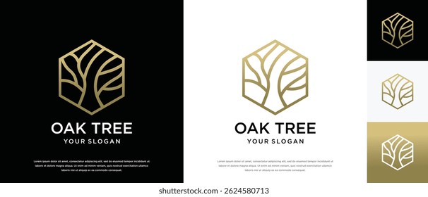 Design des Naturbaums. Hexagon Naturbaum Logo Vorlage. Symbol des Natur-Logos