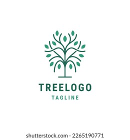 Plantilla de diseño de logotipo de árbol de naturaleza vector plano