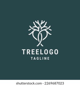 Plantilla de diseño de logotipo de árbol de naturaleza vector plano