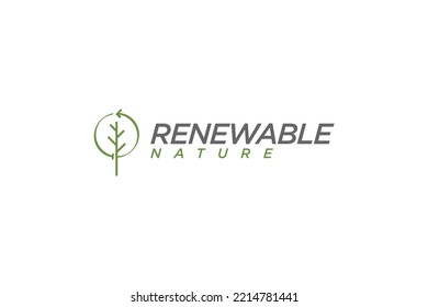 Nature tree logo design trunk shape icon symbol renewable energy green 