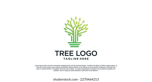Diseño del logotipo del árbol de la naturaleza Concepto único Vector Premium