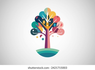 Ilustración vectorial del diseño del logotipo del árbol de la naturaleza. Concepto del logotipo del árbol de la vida