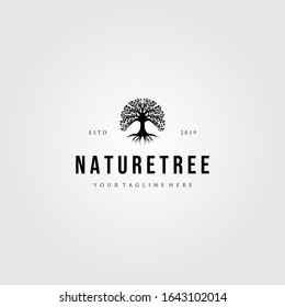 diseño vintage vintage del logotipo de árbol natural