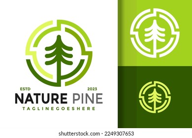 Nature Tree Pine Logo Logos Design Element Stock Vector Illustration Template