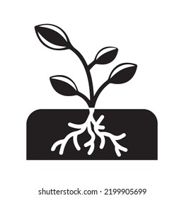 Nature tree plant root icon | Black Vector illustration |